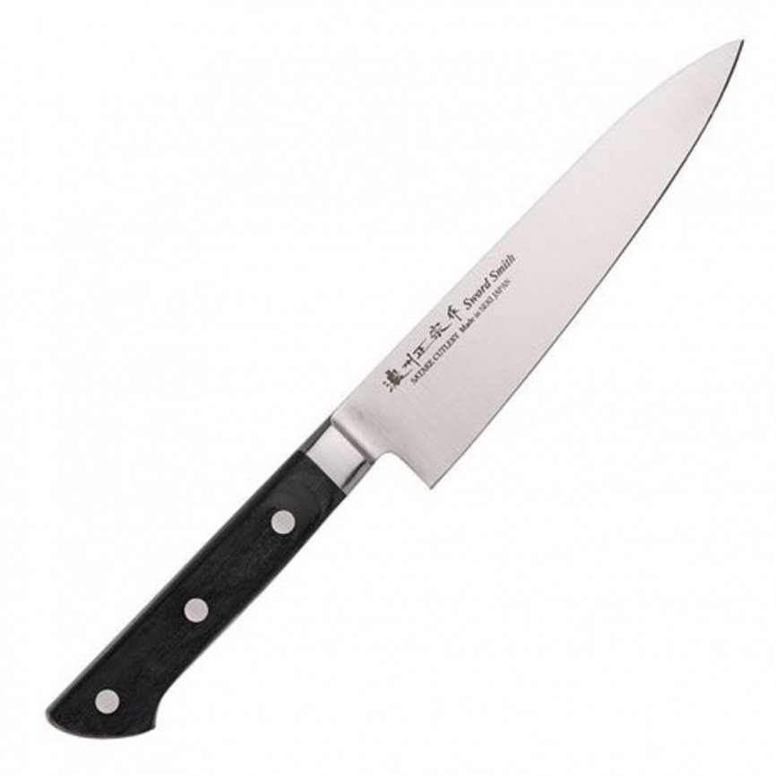 Нож кухонный шеф Satake Stainless Bolster 803-625, 180 мм,  черный фото 1