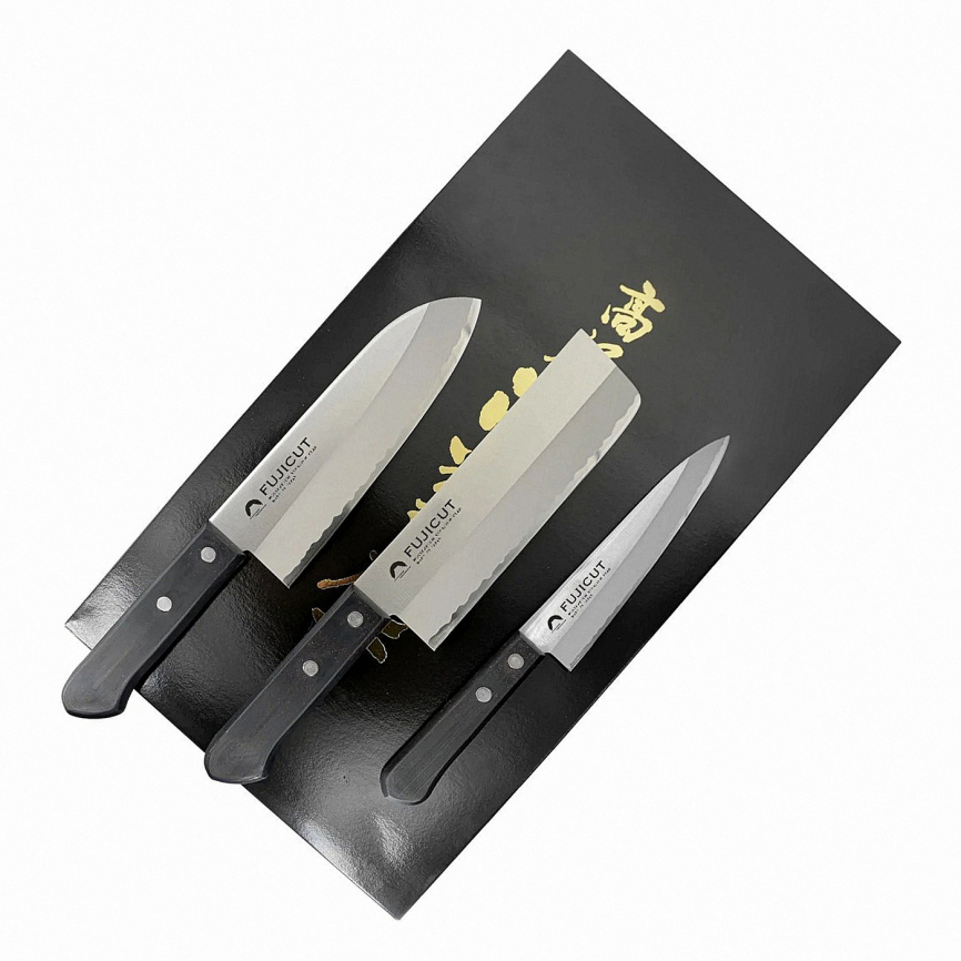 Набор из 3 кухонных ножей Fuji Cutlery TJ-GIFTSET-B, черный фото 3