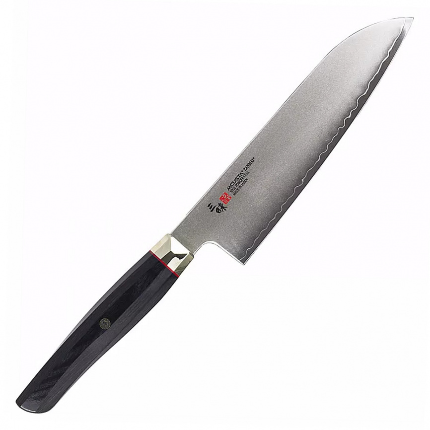 Нож кухонный сантоку Mcusta Zanmai Revolution Black ZRB-1215G, 150 мм, микарта фото 1