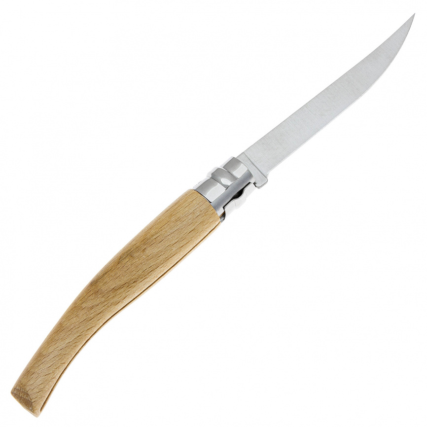 Нож складной филейный Opinel 10 Slim Inox 002559, 100 мм, бук фото 2